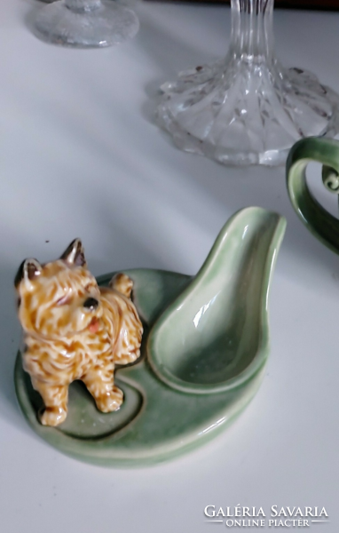 English ceramic dog figural pipe holder