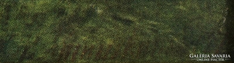 1M077 Keretezett színes reprodukció tájkép szarkával 58 x 48 cm