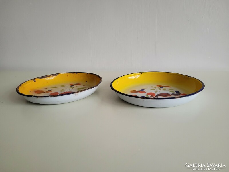 Régi 2 db zománcozott tányér vintage zománc tál Budafok