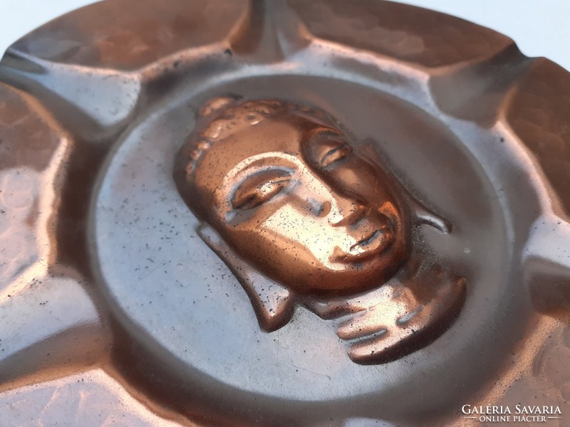 Buddha fejes fém fali tányér régi fali dísz 15 cm