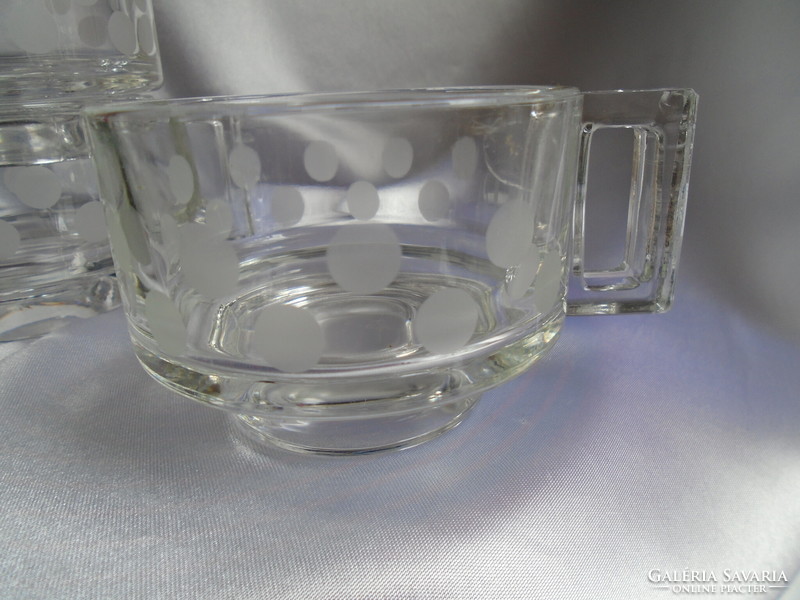 Italian speckled glass bowl, compote set 6 + 1.
