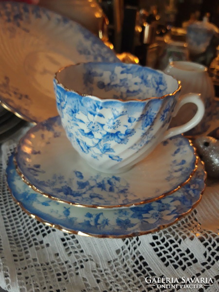 Fairytale twisted ribbed porcelain tea trio set and serving bowl