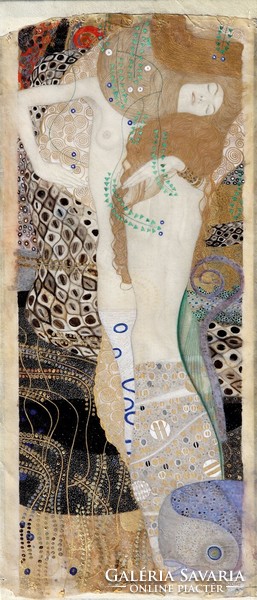 Klimt - water snakes i. - Quilted canvas reprint