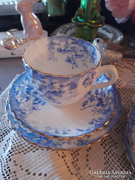 Fairytale twisted ribbed porcelain tea trio set and serving bowl
