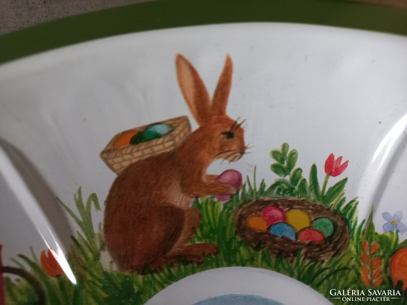 Vintage Easter bunny metal tray
