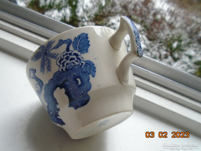 1916 Keleti kék-fehér pávás, lombos,számozott  teás csésze a Woods&Sons cégtől YUAN mintával