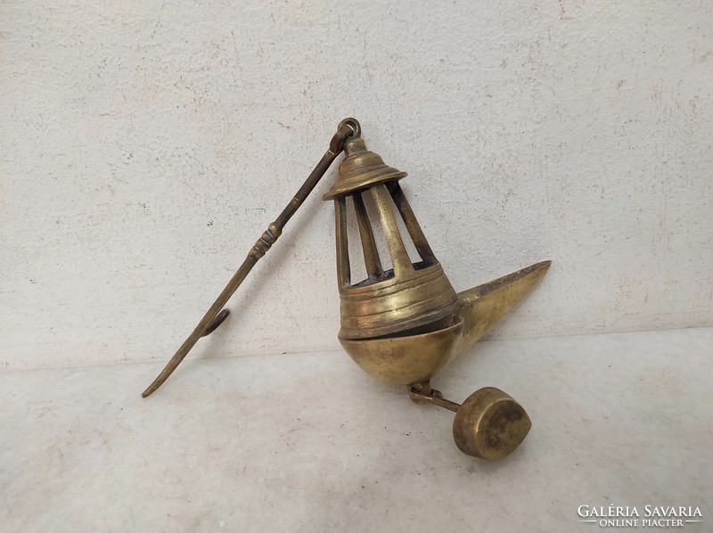 Antique Arab candlestick oil lantern Moroccan Algeria copper portable Turkish oil candlestick 309 6697