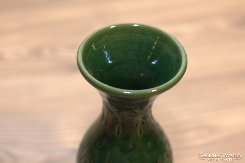 Green ceramic vase