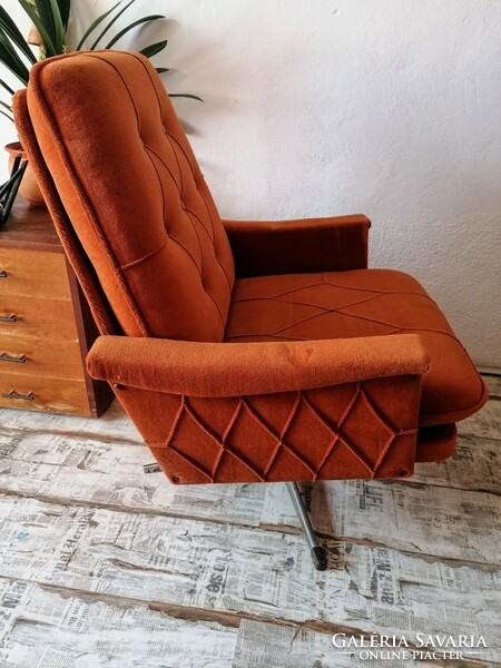 Retro,sötét narancssárga forgó fotel