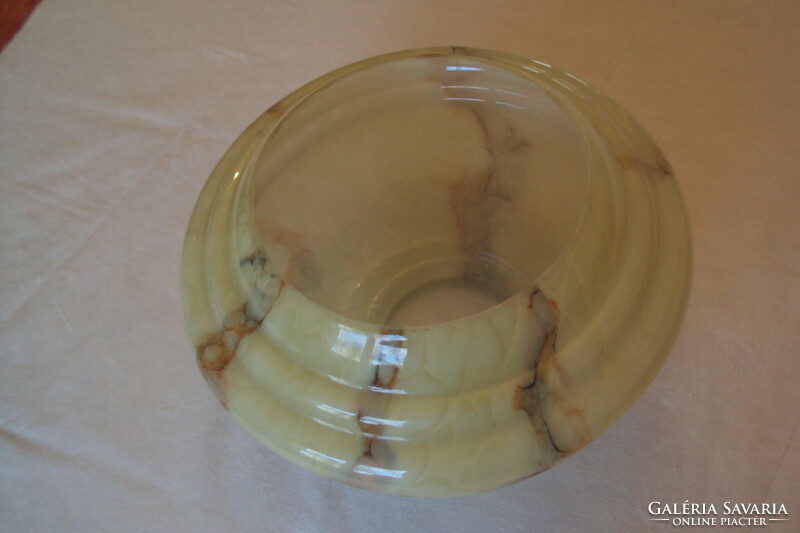 Art deco, marbled pattern, large (middle) glass chandelier.../+2 Pcs. Smaller included/
