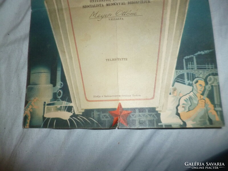 Régi sztálin papír emléklap oklevél 1950 es évek
