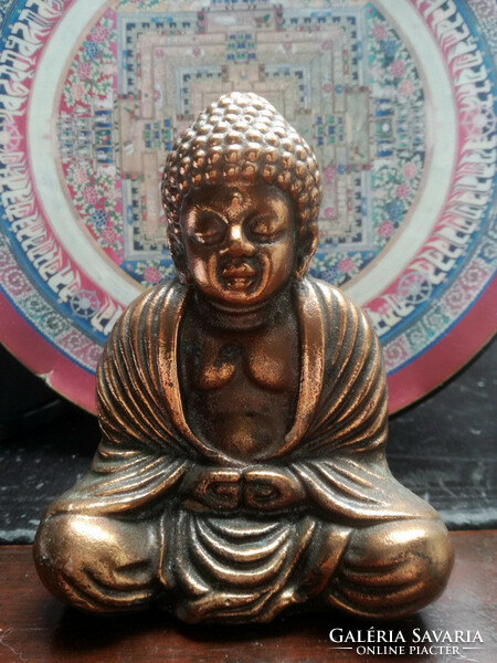 Meditating Buddha heavy metal statue