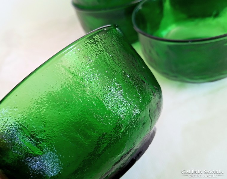 Retro French green thick glass bowls 5 pcs 11x6cm