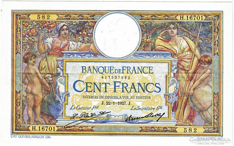 France 100 francs 1927 replica