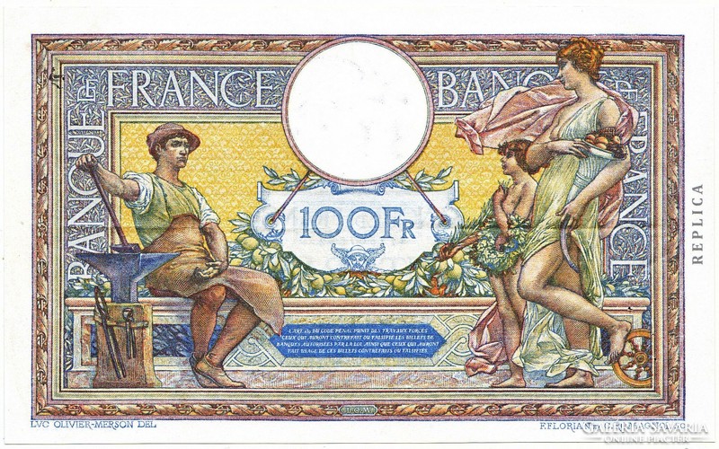 France 100 francs 1927 replica