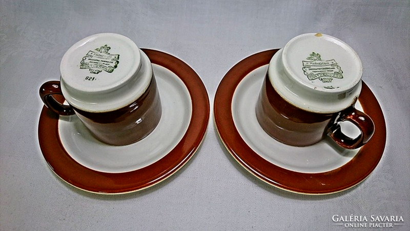 2 sets of old Pagnossin earthenware treviso italy marked chocolate brown glazed mocha set in good condition