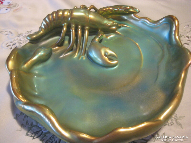 Zsolnay eozin large crab bowl, 29 cm, beautifully professionally restored