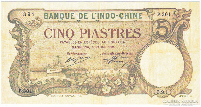 French Indo-China 5 piaster 1920 replica