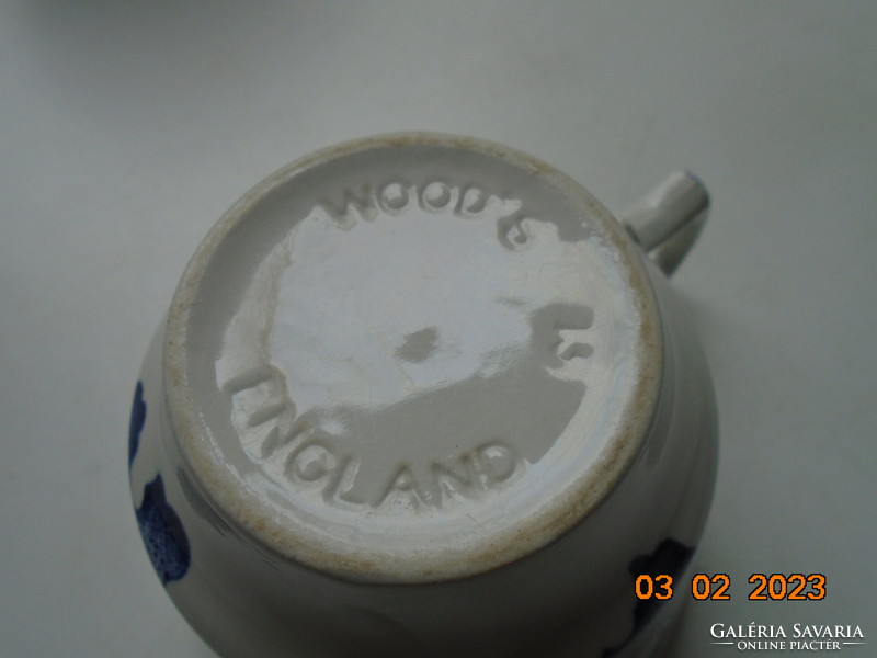 1916 Keleti kék-fehér pávás,számozott teás csésze alátéttel a Woods&Sons cégtől YUAN mintával