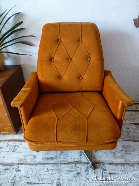 Retro,sötét narancssárga forgó fotel