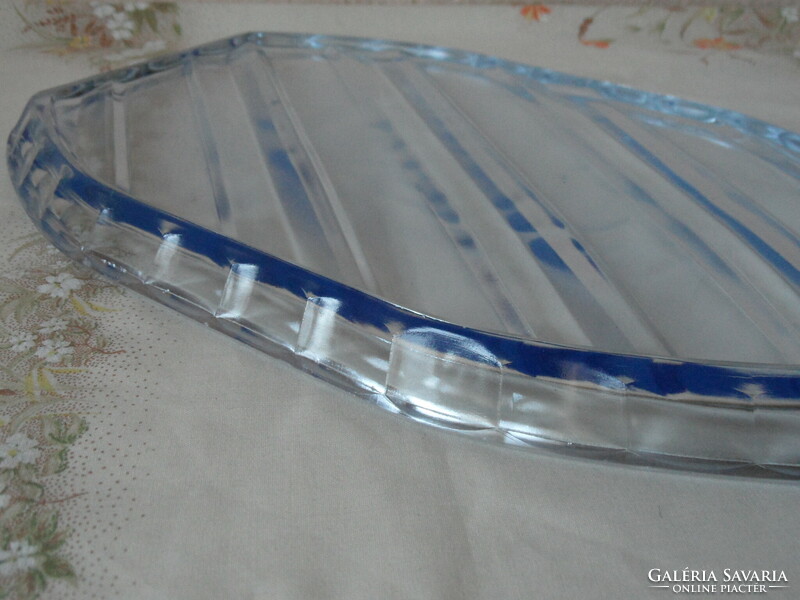 Art deco blue glass tray, coaster