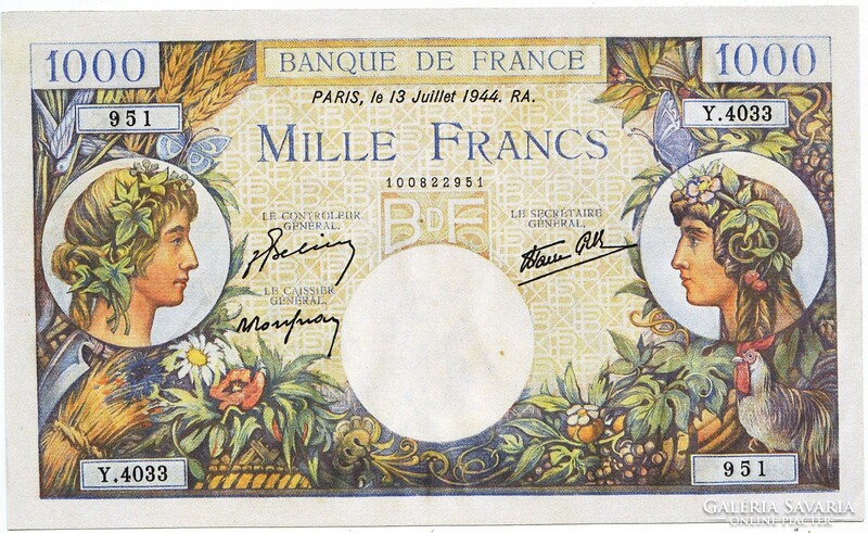 France 1000 francs 1944 replica