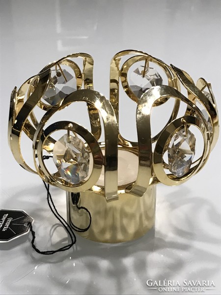 24 carat gold-plated candle holder with swarovski crystals, 