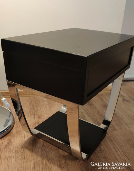 Art deco folding table and nightstand in pair