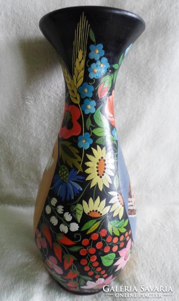 Old, hand-painted huge flawless vase, floor vase 39 cm