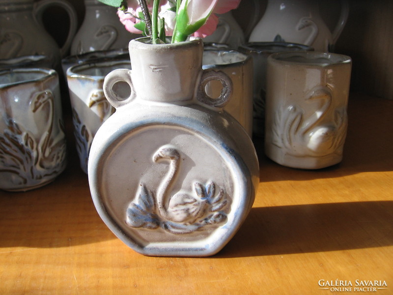 Shabby retro swan, goose ceramic water bottle vase