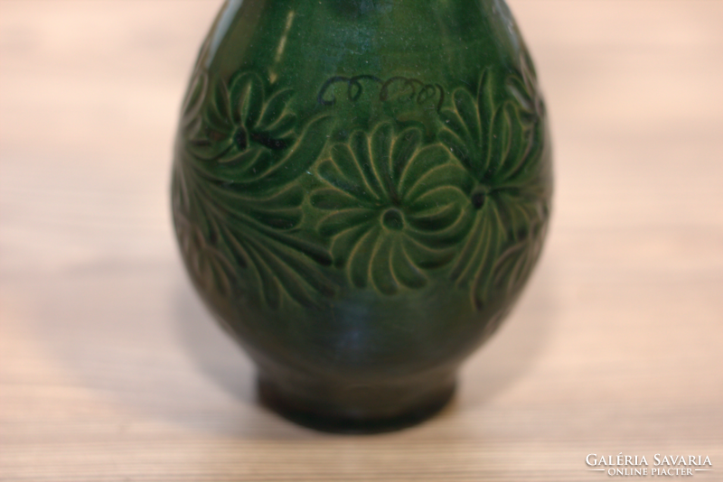 Green ceramic vase