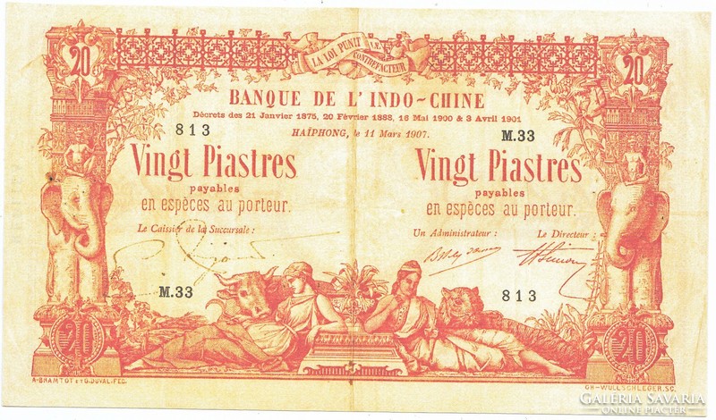 Francia Indo-Kina 20 piaster 1907 REPLIKA