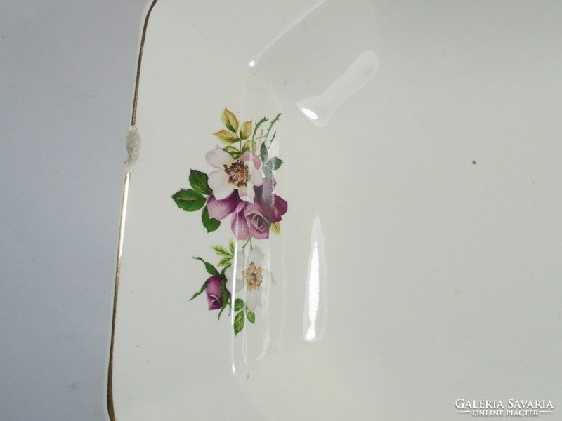 Retro régi kézzel festett jelzett tál tányér - GRÁNIT Kispest CS.K.GY - virág mintás - kb.1970-80