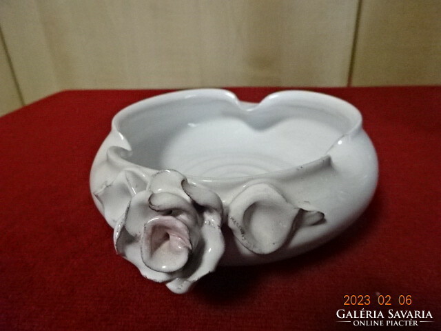 Russian glazed ceramic ashtray and vase, rose pattern, diameter 13 cm. Jokai.