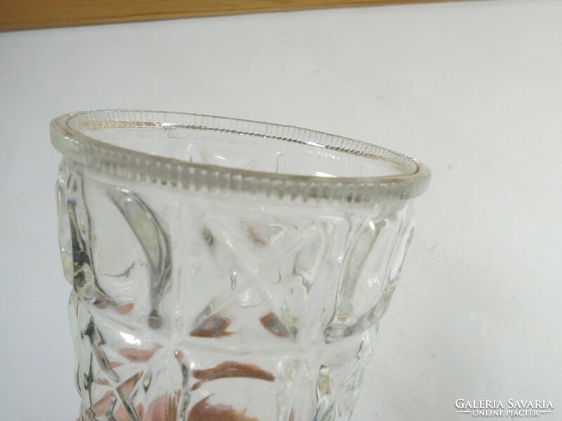 Retro old glass vase with convex pattern