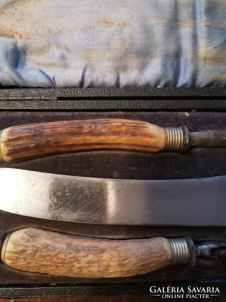 Antique knife, fork, sharpener