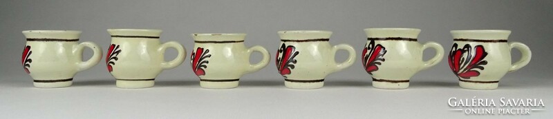 1L703 old small Corundian earthenware mug set of 6 pieces