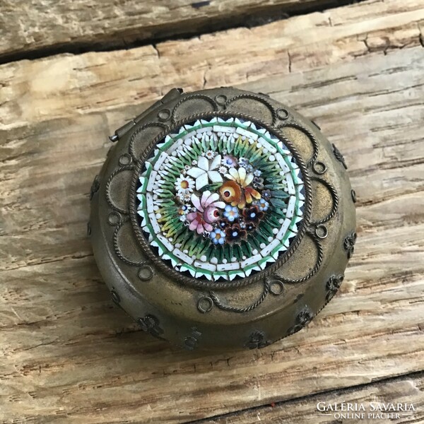 Antique copper vase with Venetian glass micro mosaic