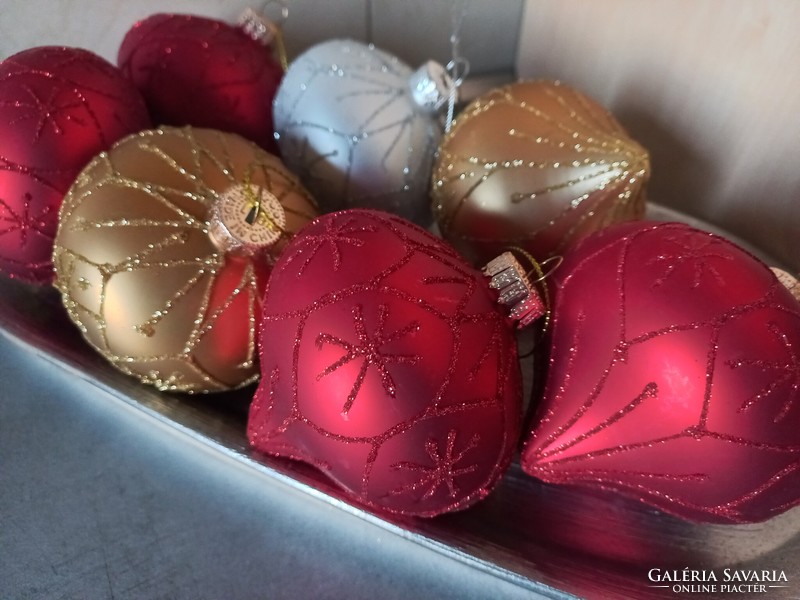Onion-shaped glass Christmas tree ornaments 8 cm
