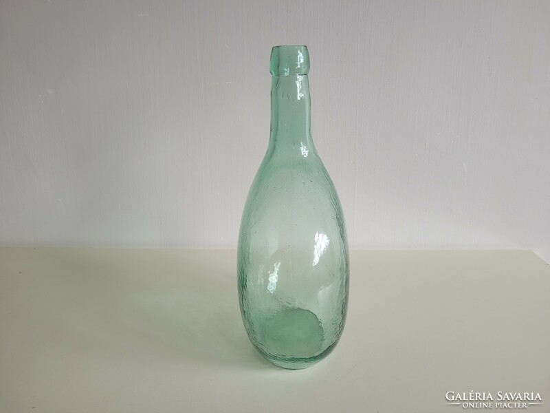 Old 3 liter turquoise green glass bottle ham glass with convex surface