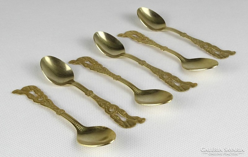 1L697 old gilded decorative spoon set 6 pieces