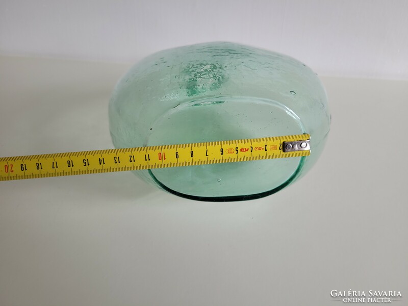 Old 3 liter turquoise green glass bottle ham glass with convex surface