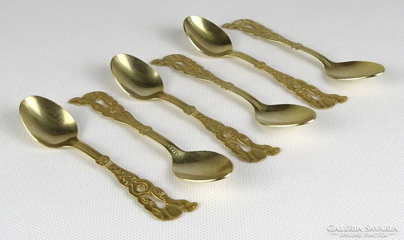 1L697 old gilded decorative spoon set 6 pieces