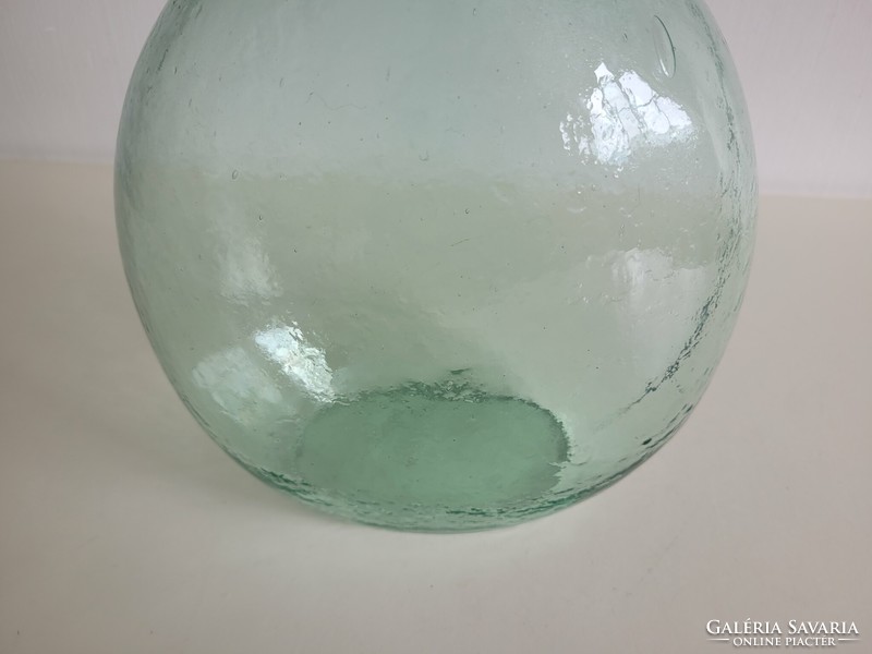 Old 3 liter turquoise green glass bottle ham glass with convex surface