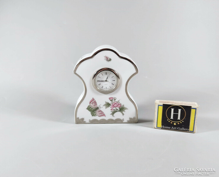 Herendi, victoria (vbog) model table clock, 11 cm., hand-painted porcelain, flawless! (H006)