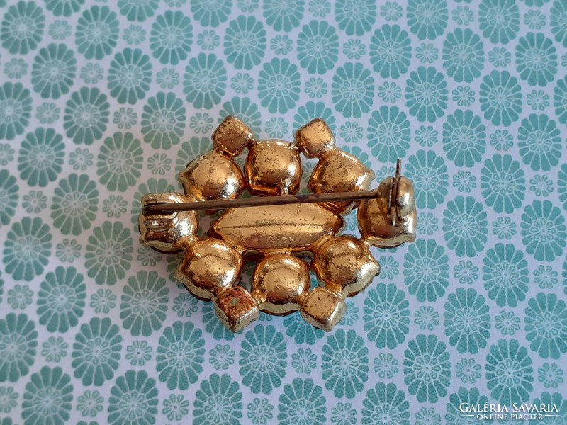 Vintage stony women's brooch with old badge