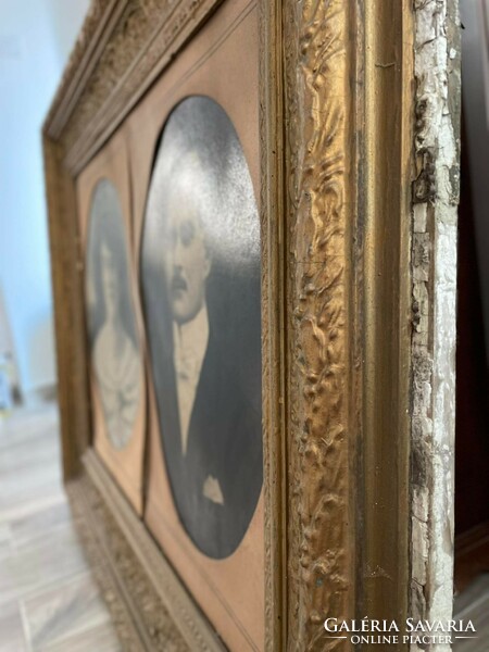 Huge antique golden picture frame noble portrait