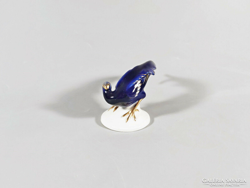 Blue and gold pheasant, hand painted German porcelain figurine, flawless! (I219)