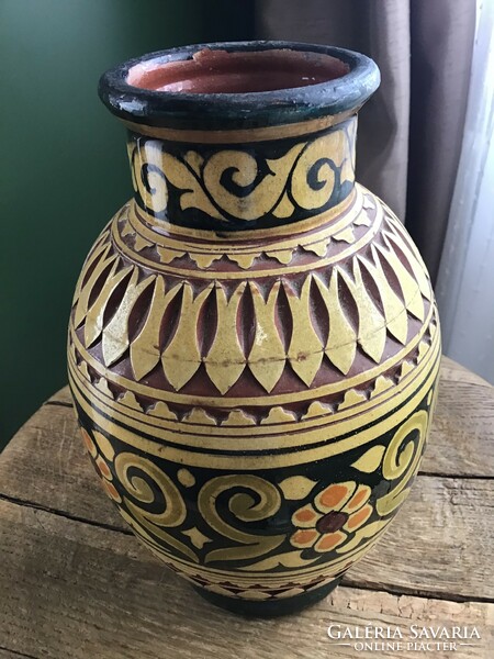 Old Moroccan lâam safi glazed terracotta vase