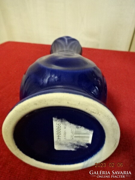 Kobalt kék mázas kerámia váza, magassága 19,5 cm. Jókai.